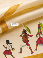 Load image into Gallery viewer, Golden Kasavu Printed Mundu
